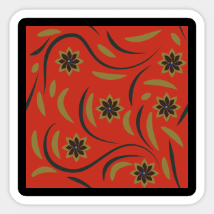 pattern with flowers and leaves Sticker